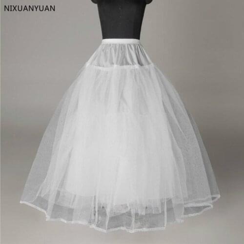 Women Bridal 3 Hoop A-Line Floor-Length Full Slip Petticoat Ball Gown Two-Layer Elastic Waist Wedding Dress Crinoline Underskirt