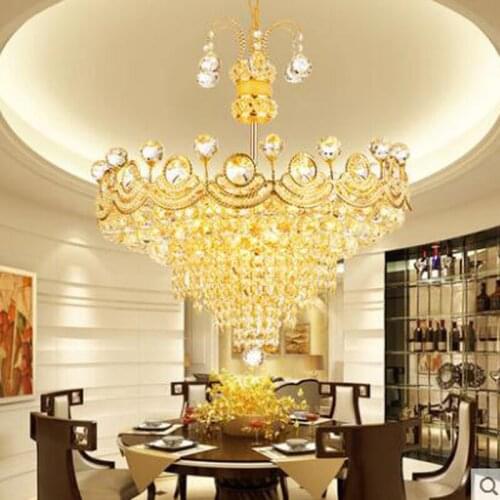 Golden European crystal chandelier dining chandelier fashion simple modern chandeliers living room bedroom restaurant lighting
