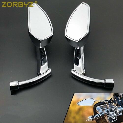 ZORBYZ New Motorcycle Chrome Sickle Rearview Side Mirror For Harley Kawasaki Yamaha Honda Chopper Crusiers Touring Custom