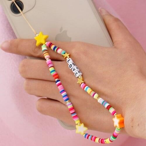 1pc Universal Mobile Phone Lanyard Cute Rainbow Color Girly Style Phone Chain Fixed Bracelet Camera Car Key Decoration Lanyard