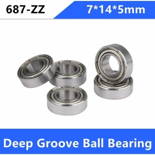 100/500pcs 687ZZ miniature ball bearing 687 687Z 687-2Z shielded cover deep groove ball bearings 7*14*5mm