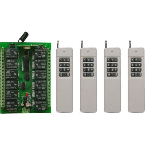 1000M Long Range DC 12V 24V 12CH Radio Controller RF Wireless Remote Control Switch System,315/433 Mhz,Transmitter + Receiver