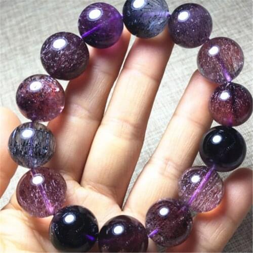 16mm Genuine Natural Super Seven 7 Melody Stone Bracelets Women Men Stretch Crystal Round Bead Bracelet Drop Shipping