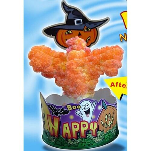 2019 160mm H Orange DIY Magic Growing Halloween Squash Trees Magical Crystal Paper Hallowmas Cuaurbit Tree Kit Science Kids Toys