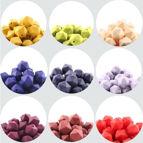 Lets Make 30pcs 14mm Silicone Beads Hexagon BPA Free Silicone Teether DIY Teething Toy Baby Chewable Accessories Baby Teether