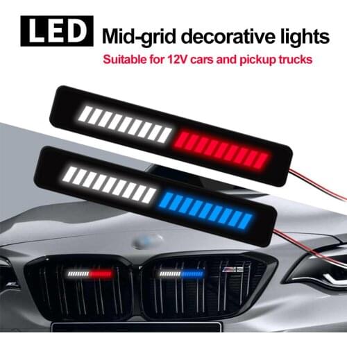 36 LED Car External Front Grille Trim LED Daytime Running Lights Emblem Decoration Mesh Mask Cover 12V