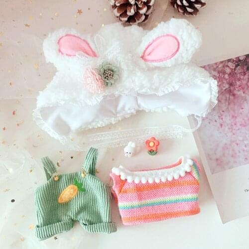 5pcs/lot Doll clothes Fit for 20cm EXO Dolls include hat+clothes+Overalls +Hairpin toy for girl Doll Accesory