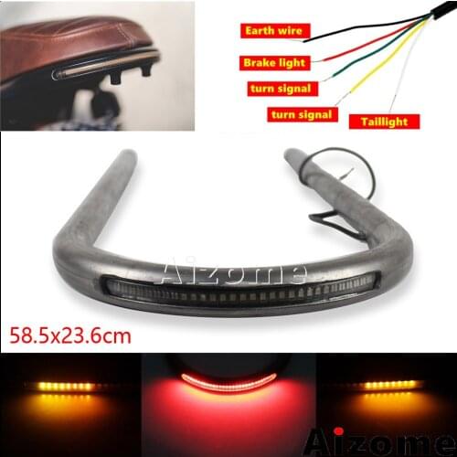 8.3" Wide Long Cafe Racer Rear Seat Frame Hoop For Honda Yamaha Suzuki CB CG SR LED Tail Light Turn Signals 1" Steel Tube Loop