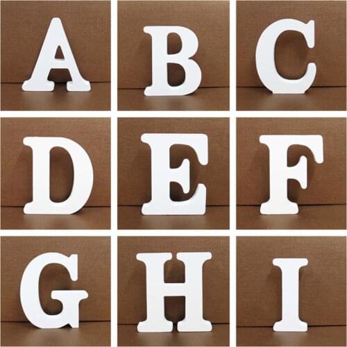 8CM Free Standing White Wooden Letter DIY Personalised Name Design Art Craft Heart English Alphabet Wedding Home Shop Decoration