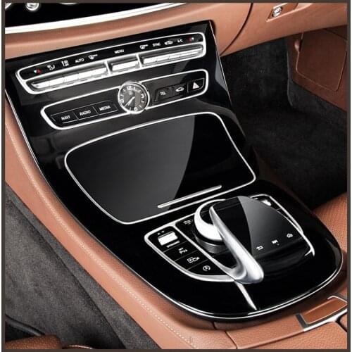 ABS Black Car Center Console Stereo Gear Panel Cover Trim For Mercedes Benz E-Class W213 2016-17