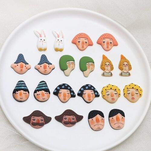 Acetate Resin Cartoon Version Face Avatar Doll Cute Resin Patch Charms 10pcs/lot For DIY Fashion Drop Earring Making Accessories