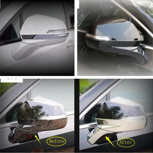 Lapetus Accessories For Cadillac XT4 2019 2020 2021 Outside Door Rearview Mirror Protection Strip Streamer Cover Kit Trim ABS