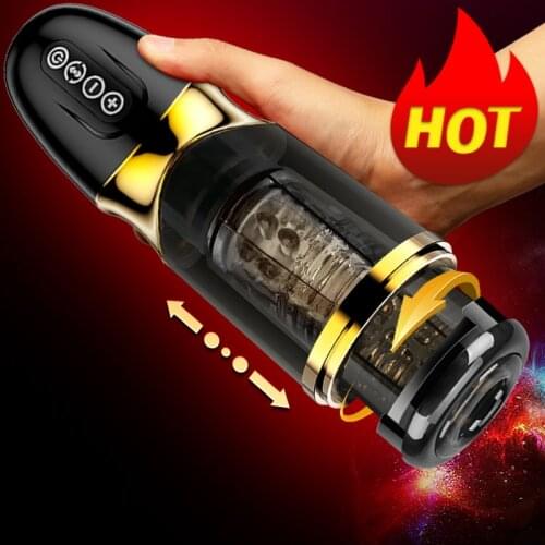 Automatic Telescopic Rotation Male Masturbation Cup 10*10 modes Silicone vagina real pussy adult Masturbator sex toys for men