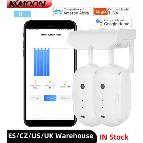 BT Automatic Curtain Opener Closer Robot Wireless Smart Curtain Motor Timer Voice Control Smart Home for Curtain Track Rod