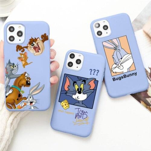 Funny Cartoon Rabbit Wolf dog Phone Case for iPhone 12 mini 11 Pro Max X XR XS 8 7 6s Plus Candy purple Silicone cover