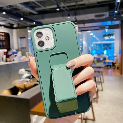 Wristband Phone Case for IPhone 11 12 Mini Pro XS Max 8 7 Plus XR X Candy Color Cover Soft Silicone Wrist Strap Shockproof Coque