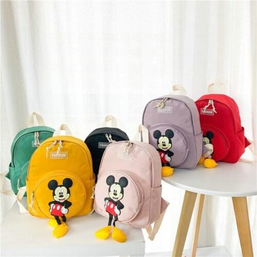 2021 New Disney Childrens Bag Mickey Mouse Boys Girls Backpack Minnie Pattern Backpack Kids Kindergarden Gift