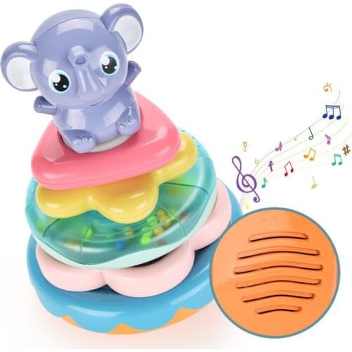 Baby Musical Toy Rattles For Kids Infant Interactive Stacking Ring Tower Early Learning Elephant Toddler Educational Tumbler Toy