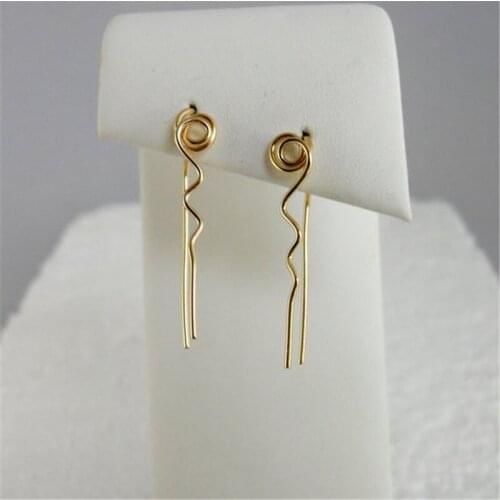 Long Bar Earrings Handmade Jewelry Gold Filled /925 Silver Vintage Brincos Minimalist Jewelry Earrings For Women Oorbellen