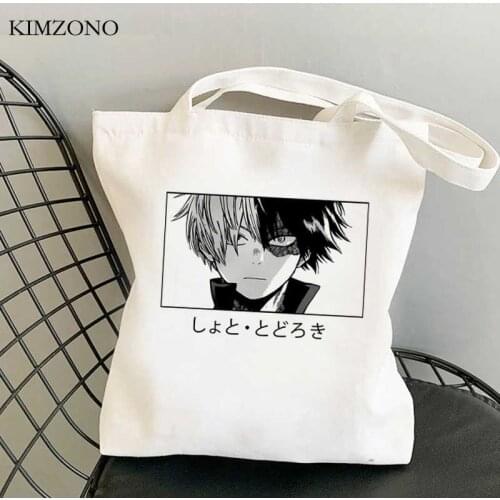My Hero Academia Todoroki Bakugou shopping bag eco tote reusable bolsa bolso cotton bag net fabric shoping reciclaje cabas