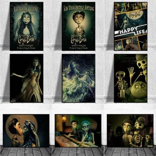 Tim Burton Movie Corpse Bride Home Bar Furniture Canvas Painting Craft Movie Wall Picture Retro Poster and Print Home Decoration