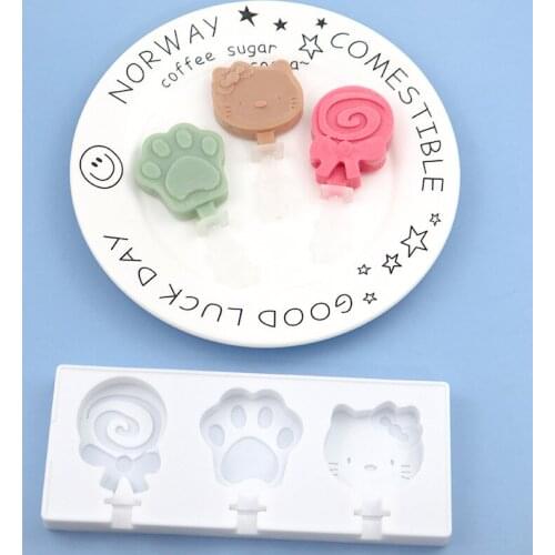 Cartoon Foot Cat Paw Ice Cream Mold DIY Homemade Dessert Freezer Juice Popsicle Maker Popsicle Mold Silicone Kichen Accessories