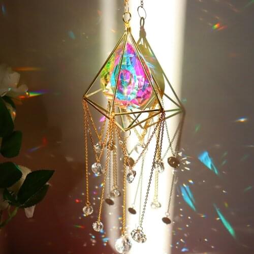 Crystal Sun Chandelier Crystals Ball Prism Pendant Rainbow Maker Hanging Chakra Cascade Home Garden Decoration