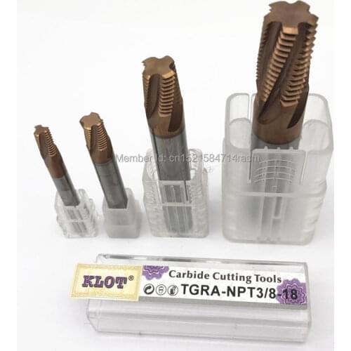KLOT HRC60 TiCN Coated Solid Carbide Thread Mill BSP(G) BSPT(RC) 3/8"-19*D16 Spiral Helical