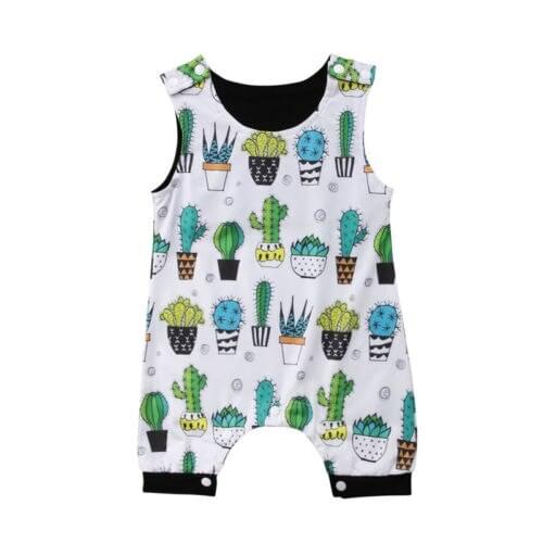 New Newborn Infant Toddler Baby Boy Girl Floral Sleeveless Romper Jumpsuit Clothes Cactus Outfit Summer Sunsuit