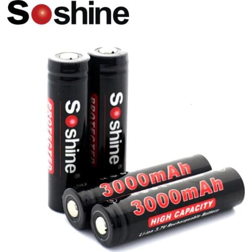 4pcs/lot Soshine 18650 lithium battery 3.7v 3000mAh Li-ion Battery PCB Protected Rechargeable Battery with Battery box