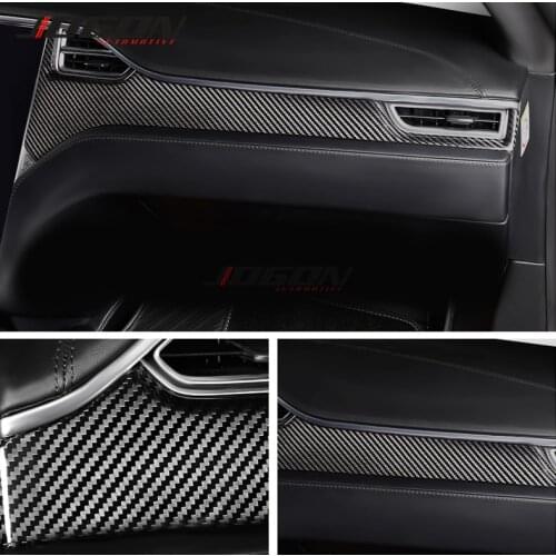 3pcs Matte & Glossy Real Carbon Fiber For Tesla Model S Model X 2014 - 2019 Car Dashboard Center Console Panel Trim Accessories