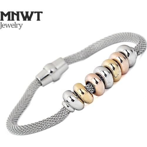 MNWT Women Magnet Net Chain Bracelet Jewelry Stainless Steel Beads Charm Fashion Simplicity Bracelets
