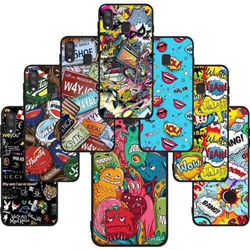 Anime Graffiti Soft Cases For Samsung Galaxy A71 A51 A41 A31 A20E A10 A20 A40 A50 A70 M30S M20 A7 A8 A9 2018 Black Phone Case