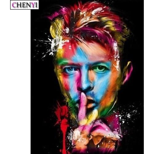 CHENYI David Bowie Diamond Painting Kit Full Square Drill Cross Stitch Mosaic Diamond Embroidery Needlework Art Painting Decor