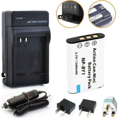 New 1PCS NP-BY1 battery NP BY1 Li-ion Battery pack + DC car Charger Set for Sony HDR-AZ1/AZ1VR/AZ1VB/AZ1VW Video Camera DV