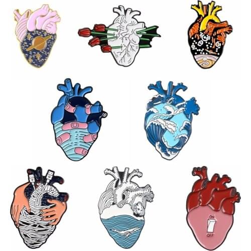New badge For Women Metal Cute Enamel Heart brooches pin Cartoon Jewelry