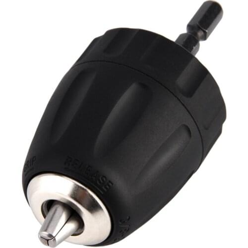 3/8-24UNF 0.8-10mm Black Keyless Drill Chuck With 1/4in Hex Shank Electric Drill Impact Screwdriver Chuck Adapter Extension Rod