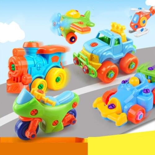 Early Learning Education DIY Screw Nut Group Installed Plastic 3d Puzzle Disassembly Motorcycle Kids Toys for Children Jigsaw