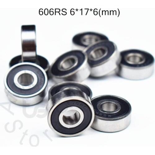 606 606RS 6*17*6(mm) 10pieces Bearing free shipping ABEC-5 rubber Sealed Miniature Mini Bearing 606 606RS chrome steel bearings