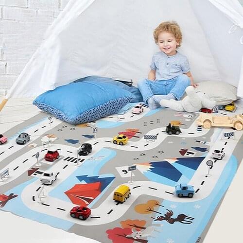 Educational Toys Nordic Gym Play Mat Children Traffic Parking lot Map Car Portable Animals Activity DIY Road Signs Car Game Pad