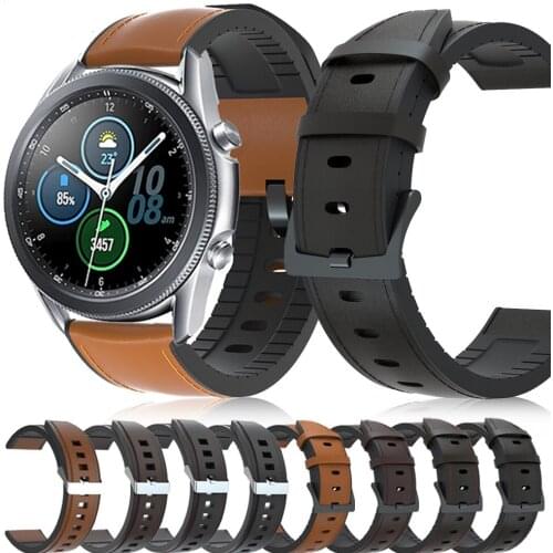 For Samsung Galaxy Watch 3 45mm 41mm Band Genuine Leather+Silicone Sports Bracelet Watchbands 20mm 22mm Wristband Strap ремешок