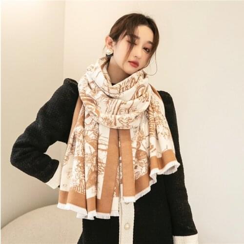 Luxury Winter Cashmere Scarf Ladies Double Sided Pashmina Thick Shawl Travel Warm Neckerchief Wraps Cape Poncho Foulard 2021