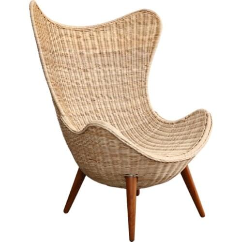 Rattan Single-Seat Sofa Chair Outdoor Balcony Courtyard Creative Leisure Chair Living Room Study Retro Lazy Recliner