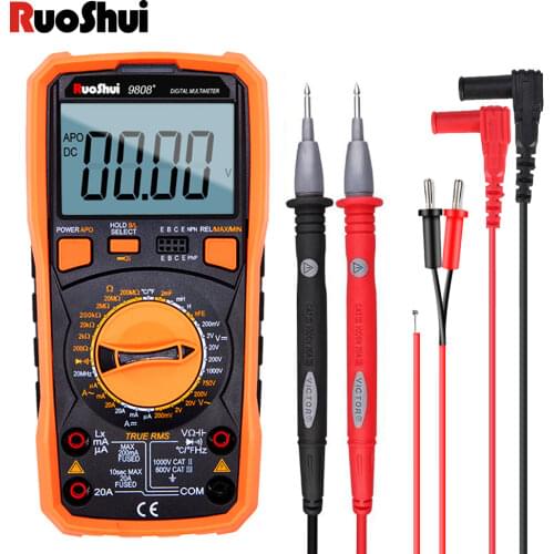 RuoShui 9808+ High Precision Digital Multimeter 2000uF Capacimeter 20MHz Frequency Temperature and Inductance Measuring With LCR