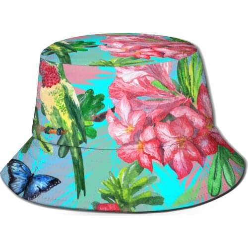 Fishermans Hat Bob Cap Blooming Flowers Paradise Birds Butterflies Hip Hop Gorros Panama Windproof outdoor Bucket Hat