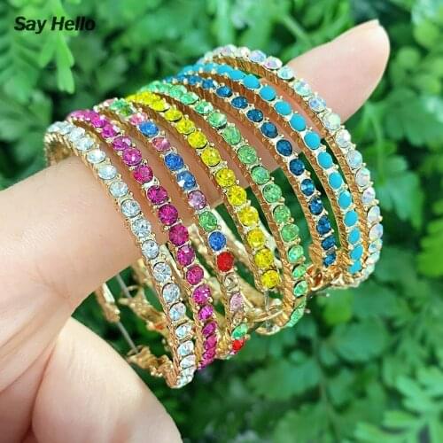 SAY HELLO Trendy Turquoises Crystals Inlaid Big Circle Hoop Earrings Women Bohemian Jewelry Boucle D'oreille Femme Brincos K5694