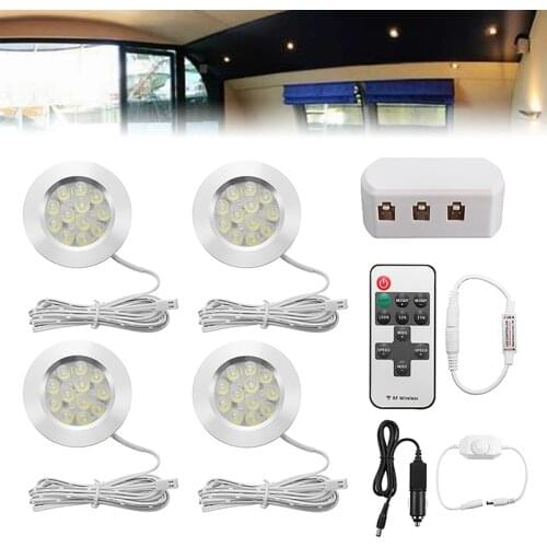Mayitr 4pcs White Interior LED Spot Light Lamp With LED Controller For 12V Camper Van Caravan Motorhome Boat Accessories