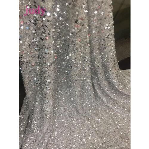 Stock 5yards/bag Embroidered silver sequins and stereoscopic laminated effect cloth for wedding dress stage dresses XX104