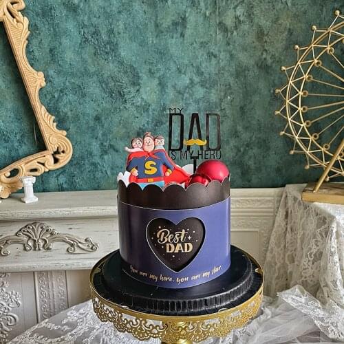 Cake Topper Express Father’s Love Cake Decoration Double Love Heart Hollow Love Heart Dad Cake Insert Acrylic DAD Plug-in Baking