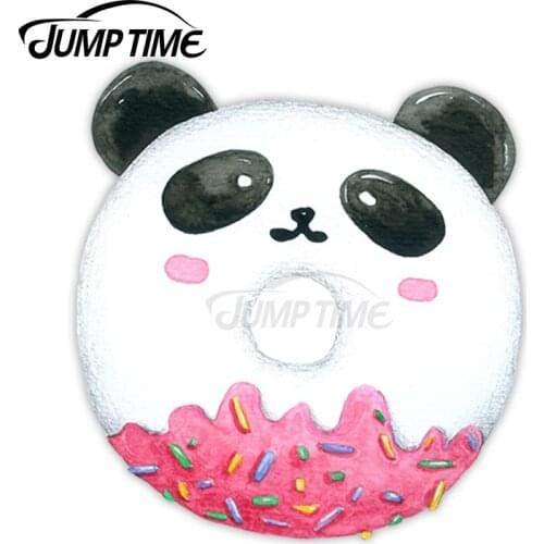 Jump Time Panda Bear Donut Vinyl Stickers Cute Funny Cool Sticker Laptop JDM Decal Car Wrap Bumper Trunk Truck Graphics